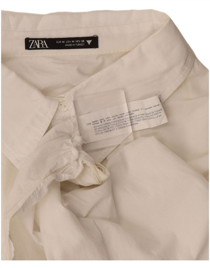 Zara blusa feminina cropped Reino Unido 16 algodão branco médio