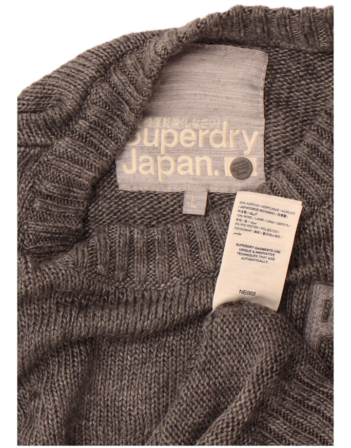 Suéter masculino Superdry com gola redonda e gola redonda grande cinza acrílico