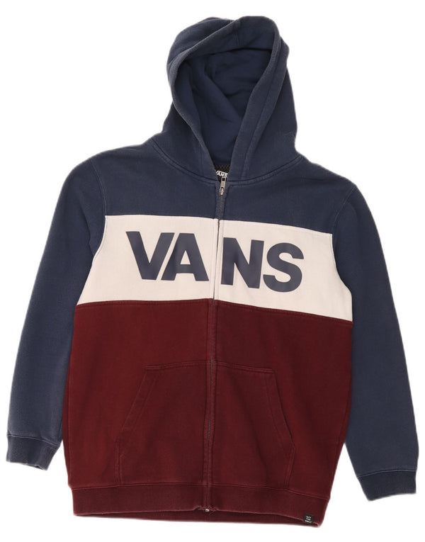 Suéter Vans feminino com capuz e zíper gráfico UK 18 XL azul marinho bloco colorido