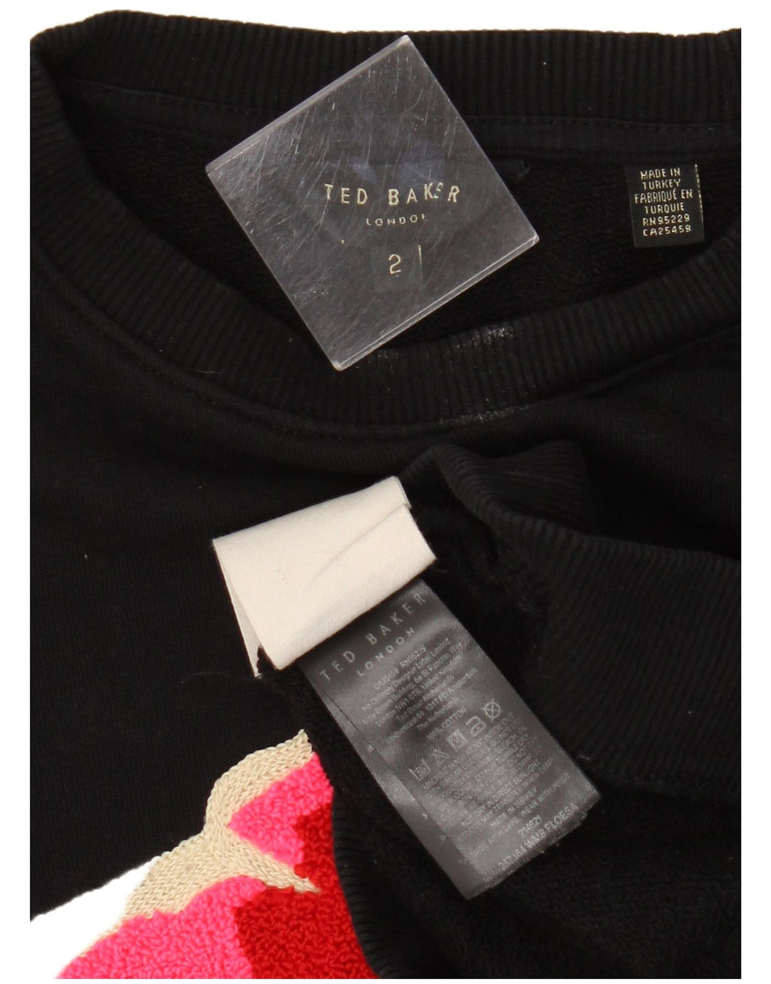 Suéter feminino Ted Baker com gola redonda, tamanho 2, preto pequeno