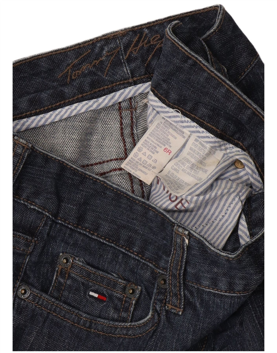 Jeans Bootcut feminino TOMMY HILFIGER EUA 6 médio W30 L26 algodão azul marinho