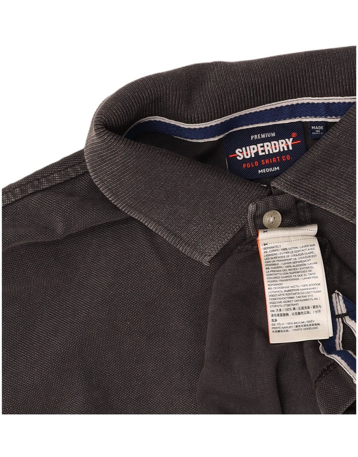 Camisa polo masculina SUPERDRY algodão cinza médio