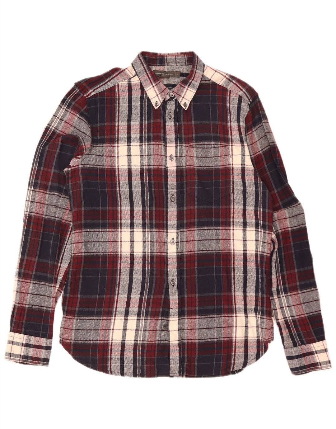 Camisa masculina de flanela French Connection, algodão xadrez médio Borgonha