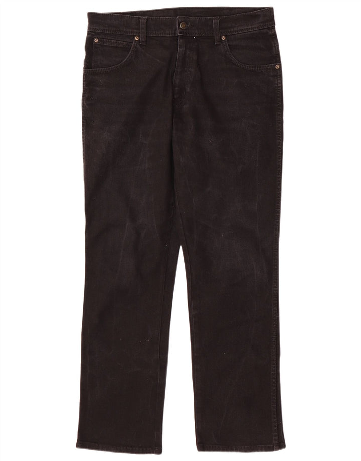 Wrangler Mens Regular Fit Straight Jeans W34 L30 Algodão Preto