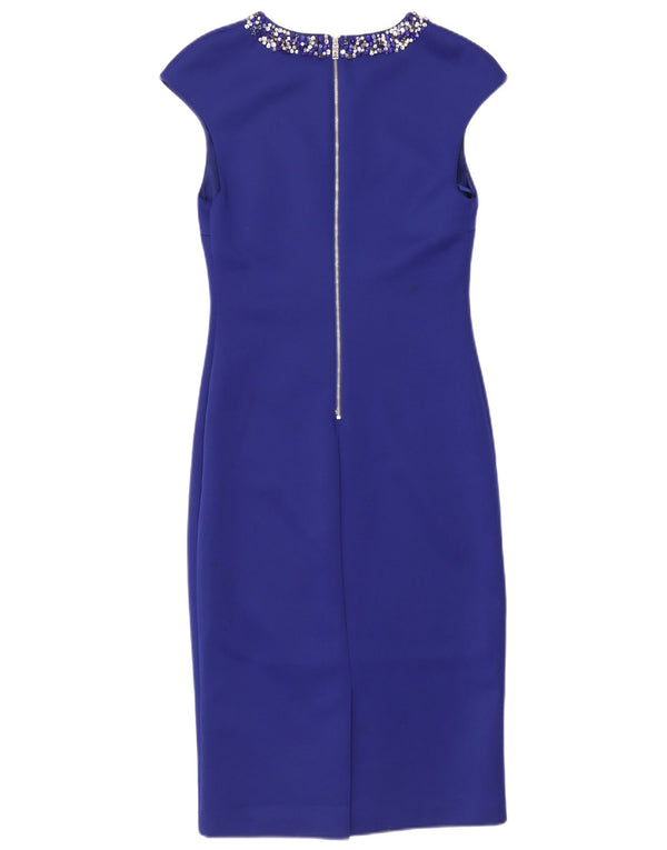 Vestido feminino Ted Baker sem mangas, tamanho 3, poliéster azul médio