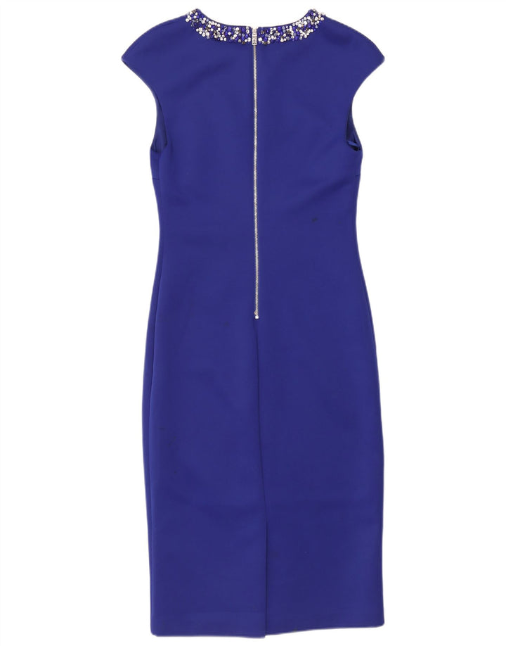 Vestido feminino Ted Baker sem mangas, tamanho 3, poliéster azul médio