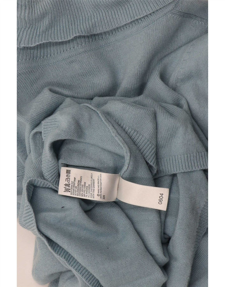 Suéter feminino Marks & Spencer com gola redonda Reino Unido 14 viscose azul médio