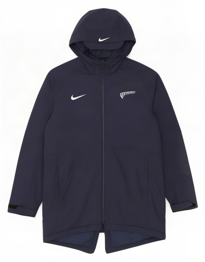 Casaco acolchoado com capuz masculino Nike UK 40 grande poliéster azul marinho