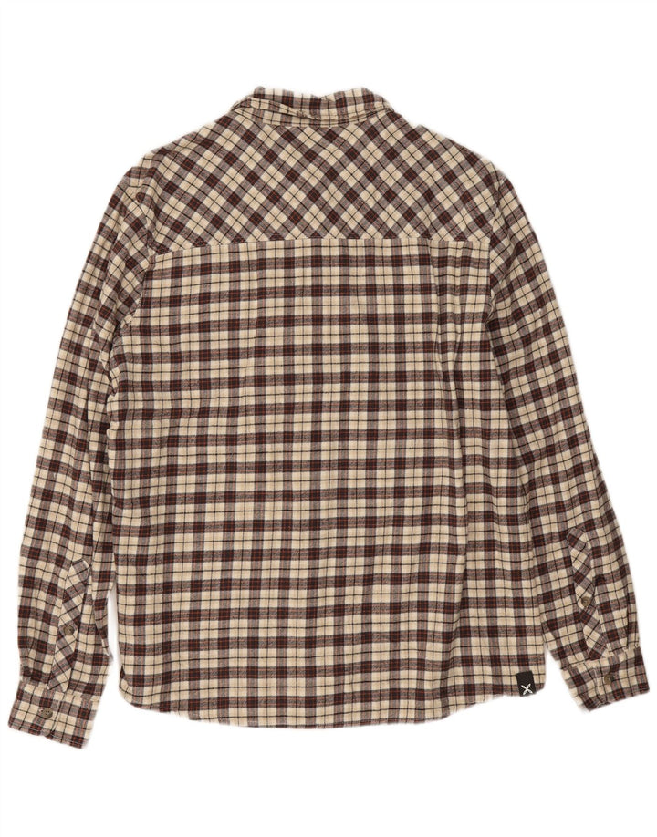 Montura Camisa masculina de flanela grande de algodão xadrez marrom