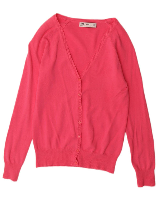 Suéter cardigã feminino Zara Reino Unido 12 algodão rosa médio