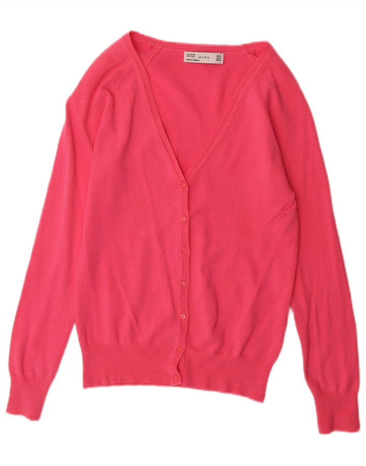 Suéter cardigã feminino Zara Reino Unido 12 algodão rosa médio