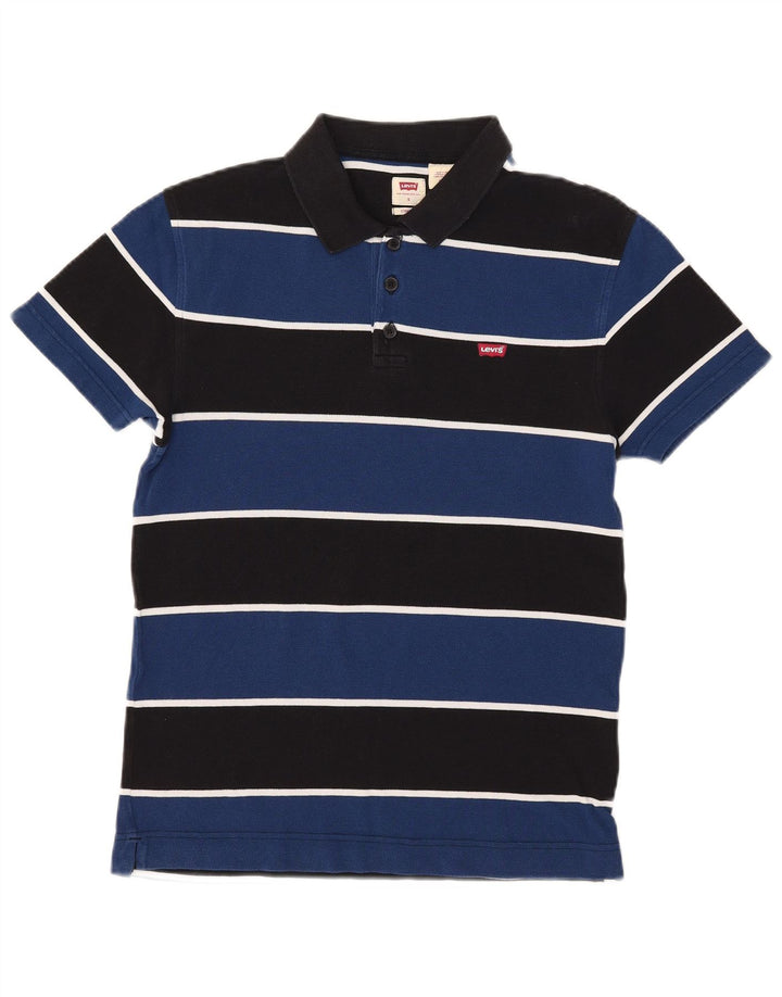 Camisa polo masculina Levi's Standard Fit pequena listrada azul