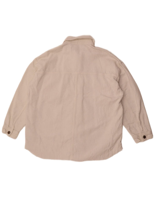 Jaqueta feminina de veludo cotelê Zara UK 10 pequeno algodão branco