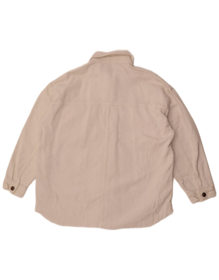 Jaqueta feminina de veludo cotelê Zara UK 10 pequeno algodão branco