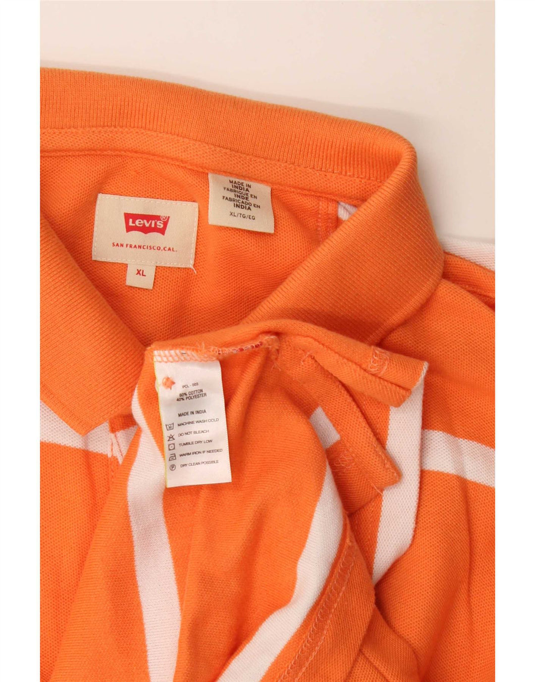 Camisa polo masculina Levi's XL laranja listrada de algodão