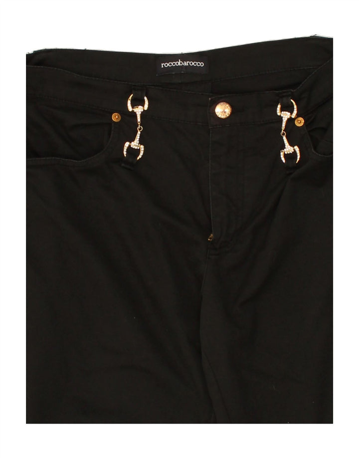 ROCCOBAROCCO Womens Straight Casual Trousers W32 L29  Black Cotton Vintage Roccobarocco and Second-Hand Roccobarocco from Messina Hembry 