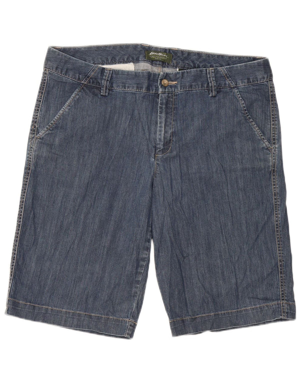 EDDIE BAUER Shorts jeans feminino EUA 14 XL W36 algodão azul