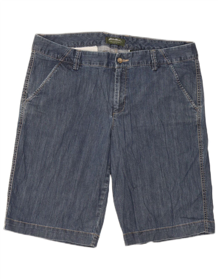 EDDIE BAUER Shorts jeans feminino EUA 14 XL W36 algodão azul