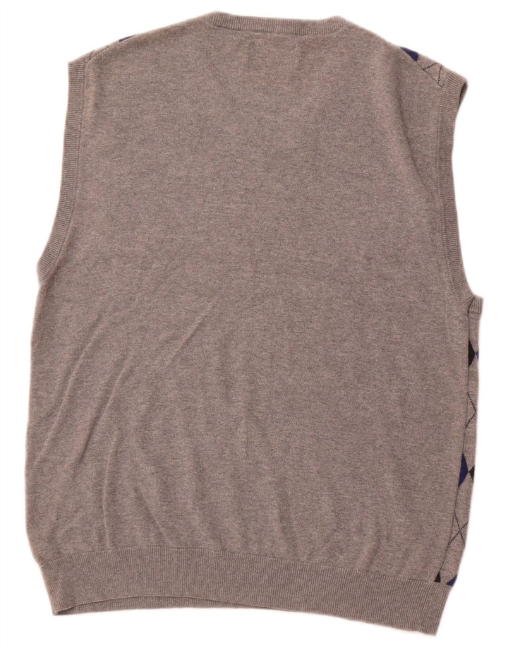 Regata masculina CHAPS colete grande cinza Argyle/algodão diamante