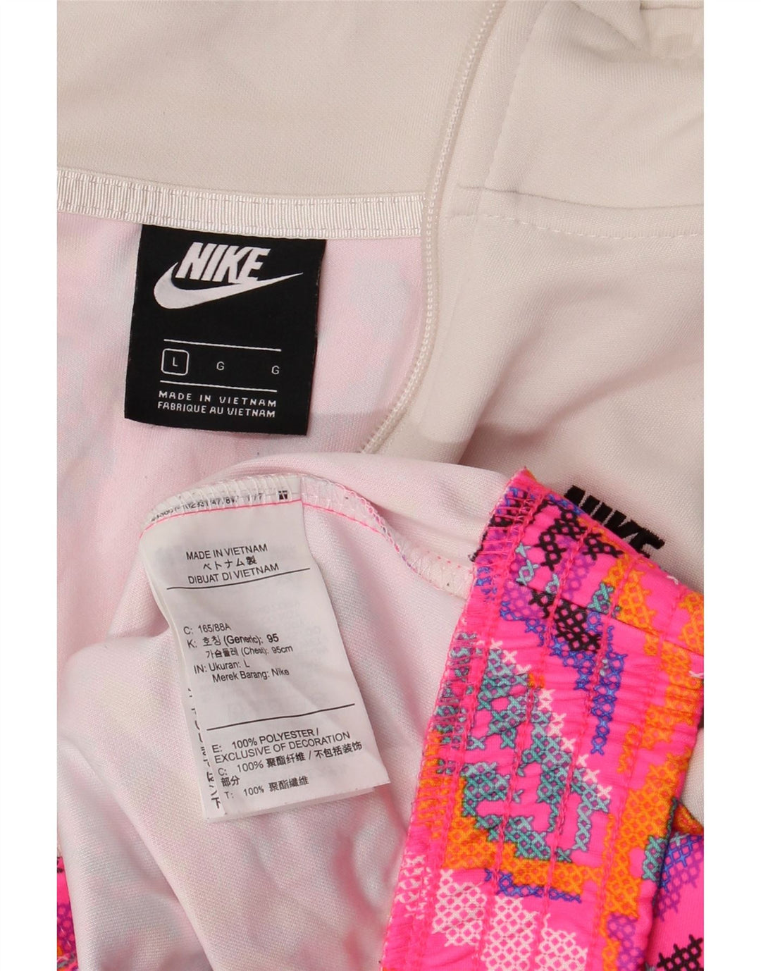 Nike Womens Crop Tracksuit Top Jacket UK 16 Grande Rosa Geométrico Poliéster