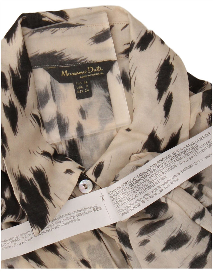 Camisa oversized feminina Massimo Dutti EU 34 2XS branco estampa animal