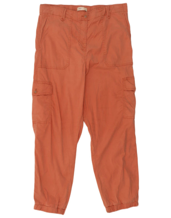 Calça cargo feminina Marks & Spencer UK 14 grande W32 L26 laranja