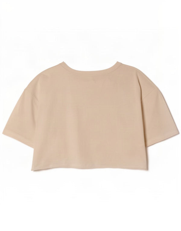 Zara Womens Crop T-Shirt Top UK 14 Médio Algodão Branco