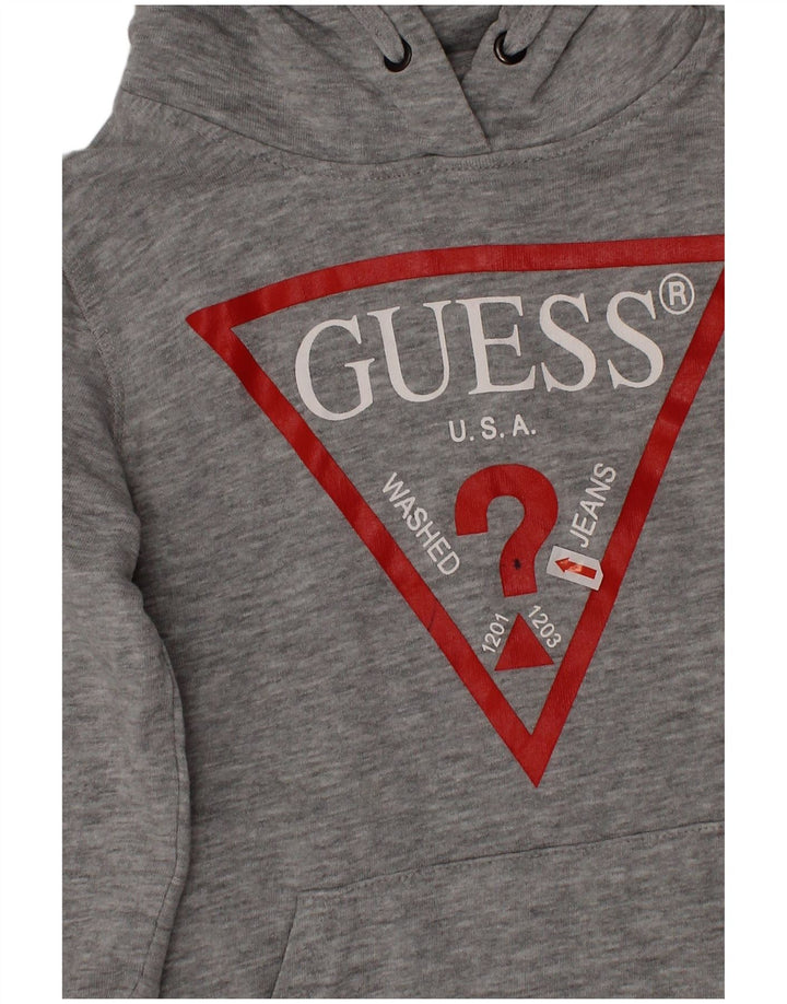 Suéter com capuz gráfico feminino GUESS 7-8 anos algodão cinza