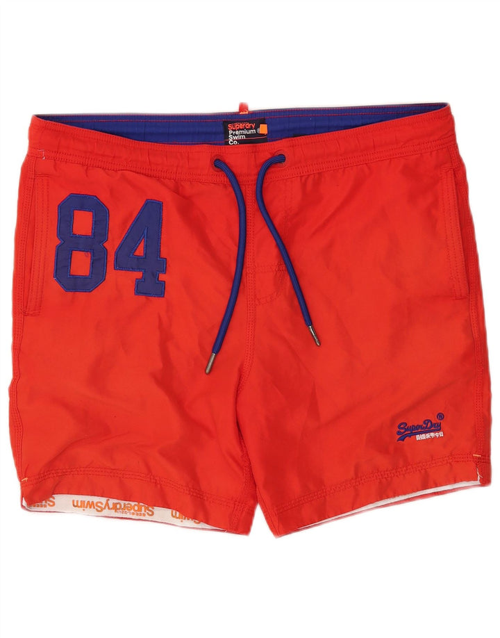 Shorts de natação masculinos Superdry Graphic médio poliéster vermelho