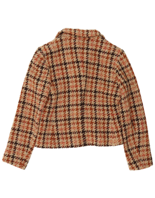 Jaqueta Blazer Feminina Marella Reino Unido 12 Médio Marrom Houndstooth Clássico