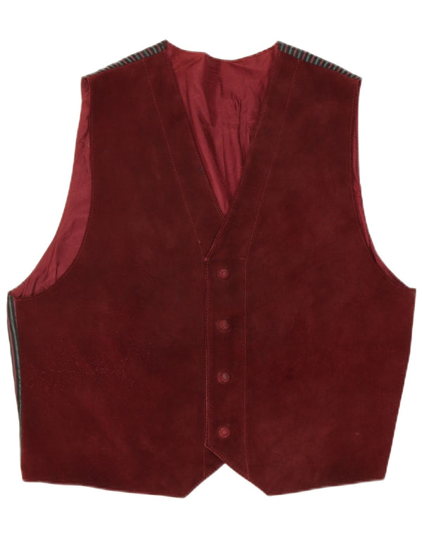 Colete vintage masculino em camurça XL Borgonha
