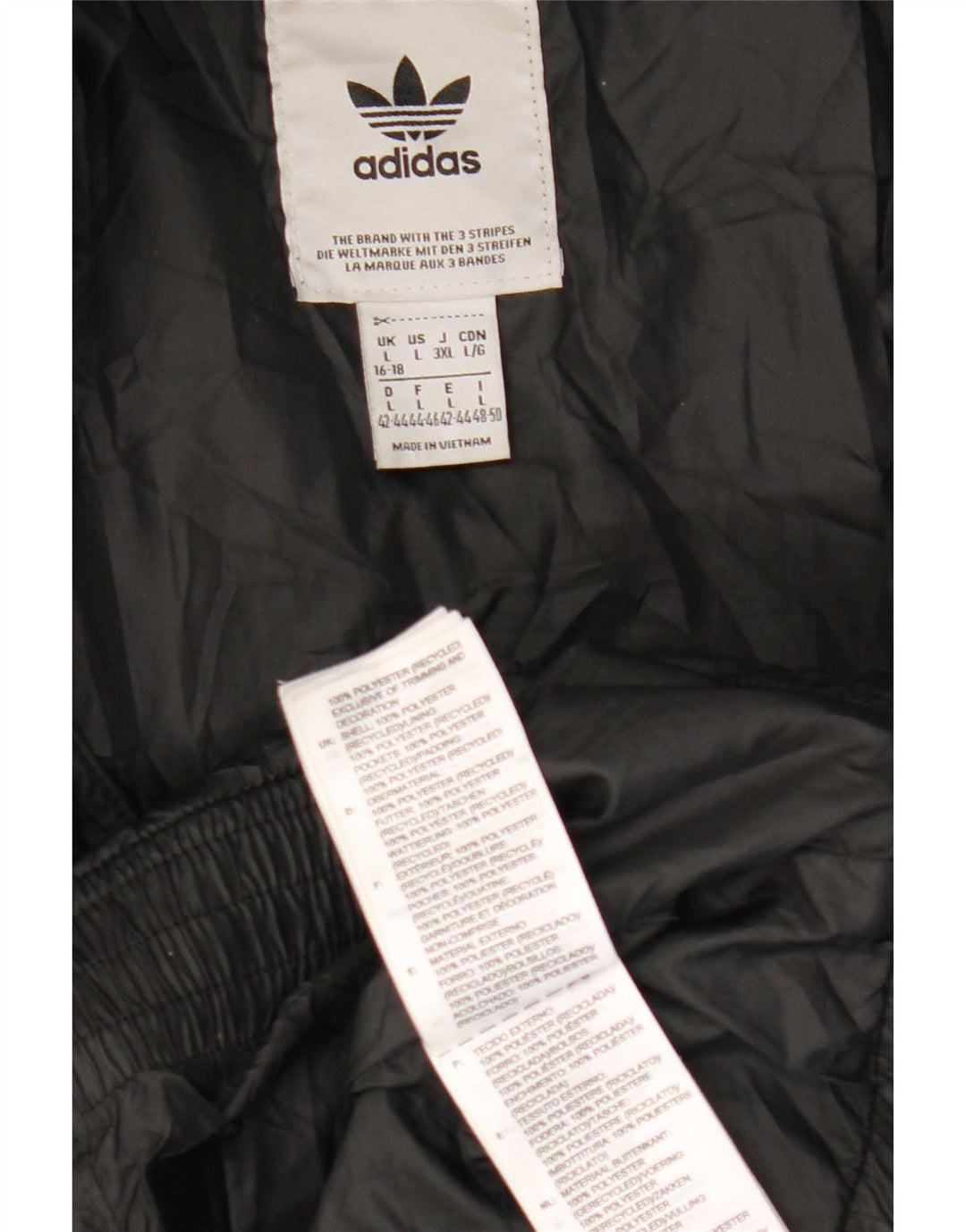 Casaco acolchoado com capuz feminino Adidas Reino Unido 16/18 grande poliéster preto