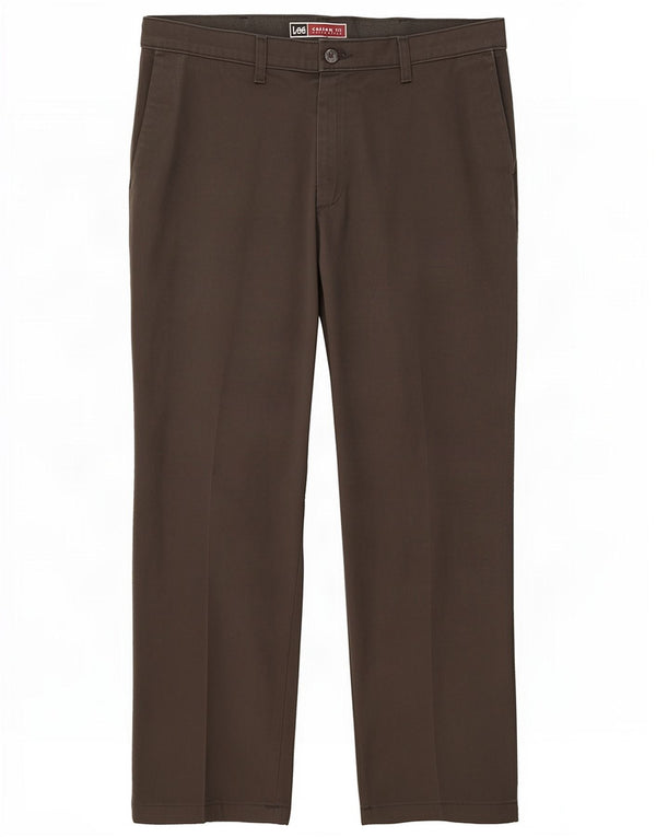 Lee Mens Comfort Fit Straight Chino Calças W36 L30 Algodão Cinza