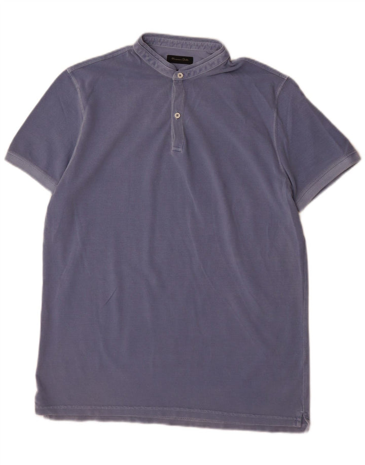 Camisa polo masculina Massimo Dutti casual fit grande azul