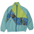 Jaqueta de chuva feminina vintage com padrão abstrato IT 40/42 azul médio