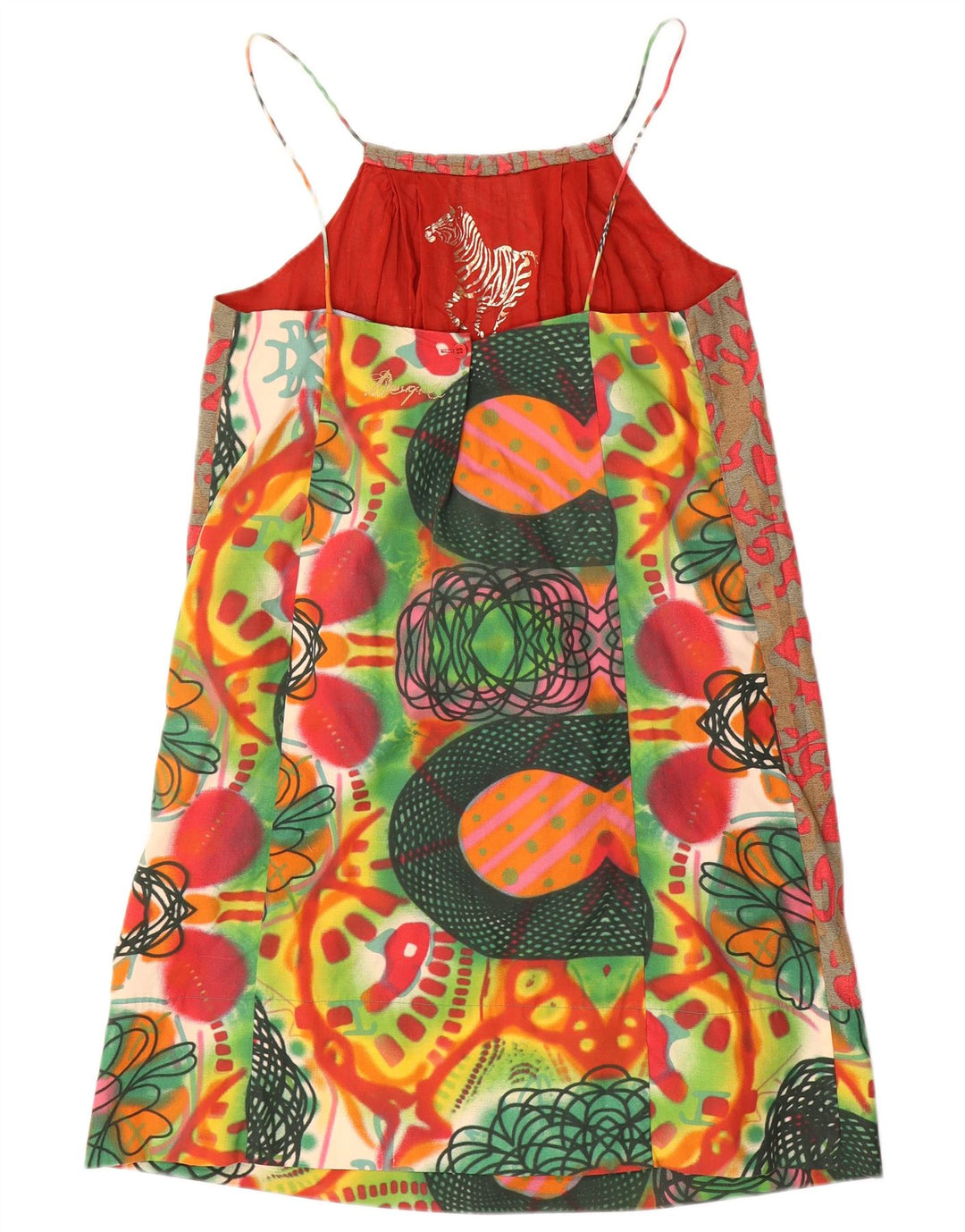 Desigual Vestido de verão feminino com padrão abstrato UE 42 grande multicolorido