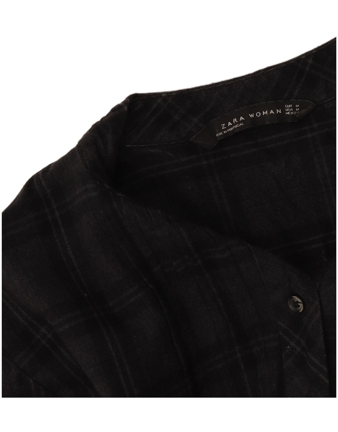 Vestido feminino de manga comprida Zara UK 14 xadrez cinza médio