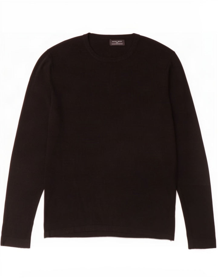 Zara Top masculino de manga comprida médio preto viscose