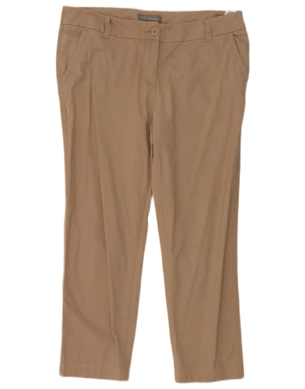 Calça feminina cortada reta Marks & Spencer Reino Unido 14 grande W34 L25 bege