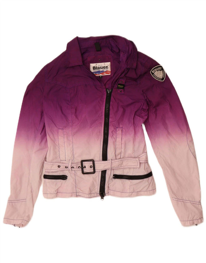 Jaqueta utilitária feminina Blauer UK 12 poliamida colorblock roxo médio