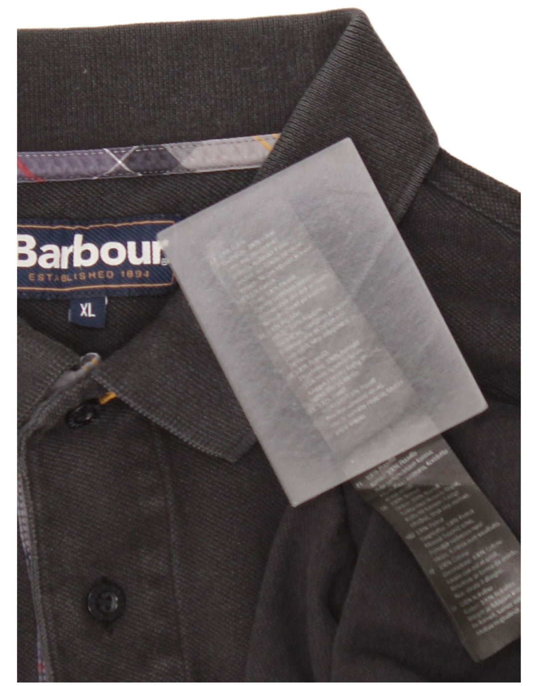 Camisa polo masculina de manga comprida BARBOUR XL algodão preto