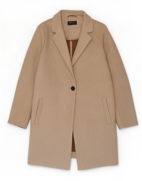 Sobretudo feminino Marks & Spencer UK 18 XL algodão bege