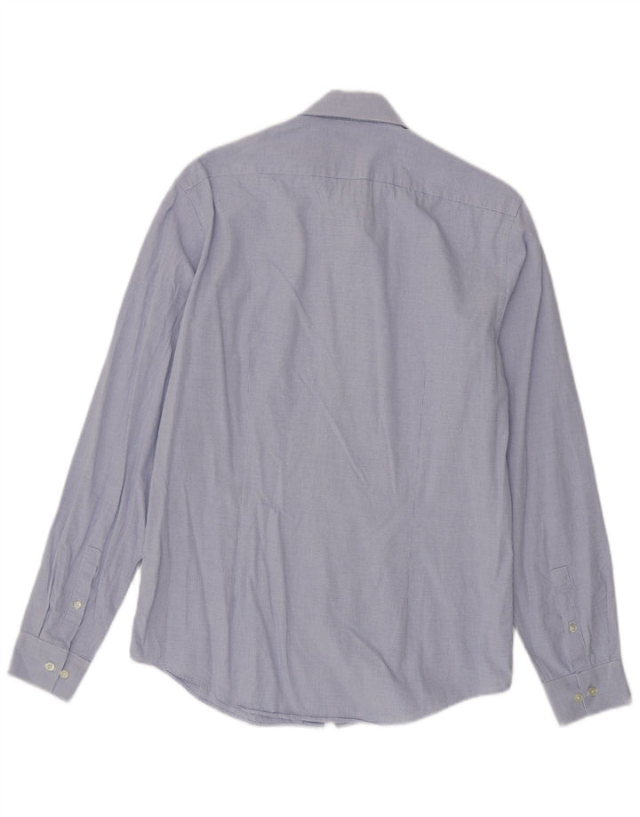 Camisa justa masculina Calvin Klein tamanho 38 15 algodão guingão azul médio