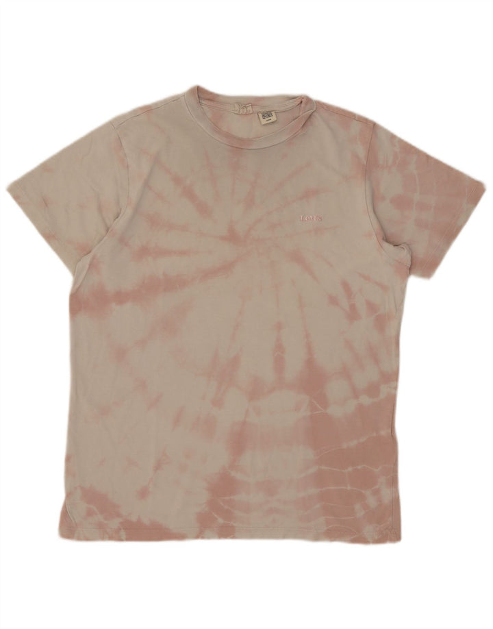Camiseta masculina Levi's Top pequena de algodão tie-dye rosa