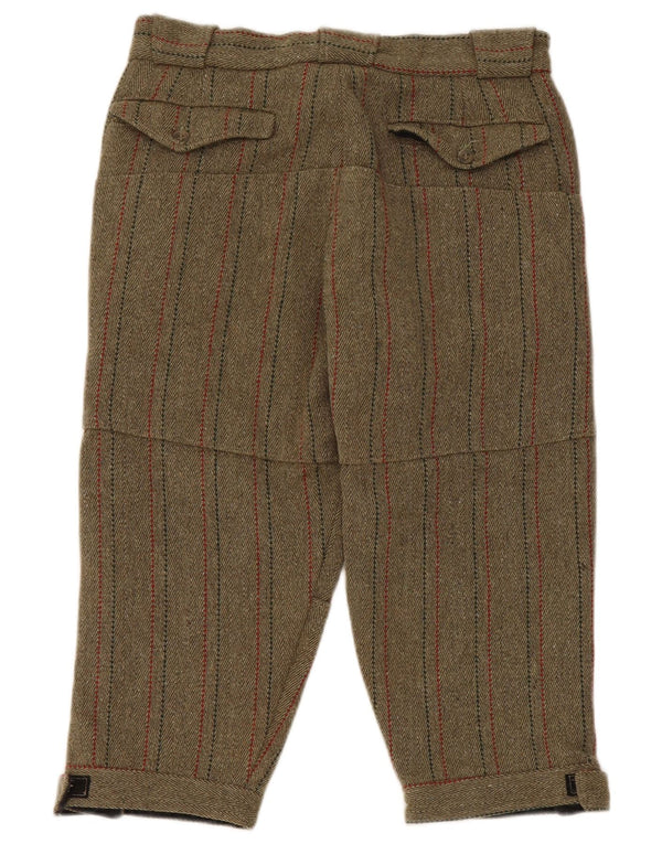 Calça capri reta masculina vintage W32 L18 lã listrada cáqui