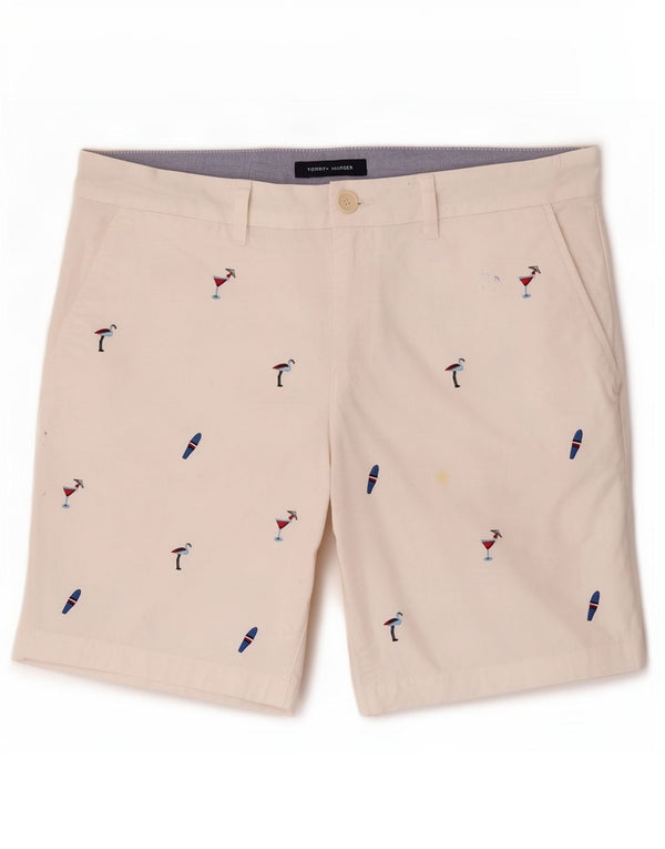 Tommy Hilfiger Mens Graphic Chino Shorts W31 Médio Branco