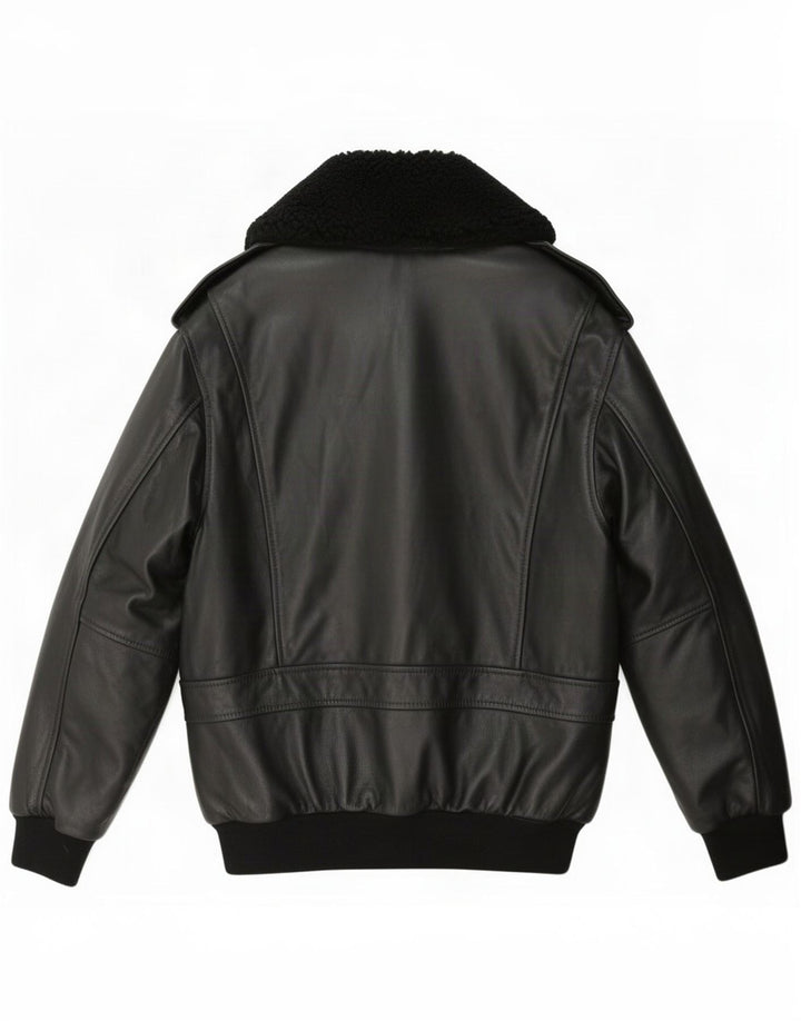 Jaqueta de couro militar masculina Redskins UK 36 pequena preta