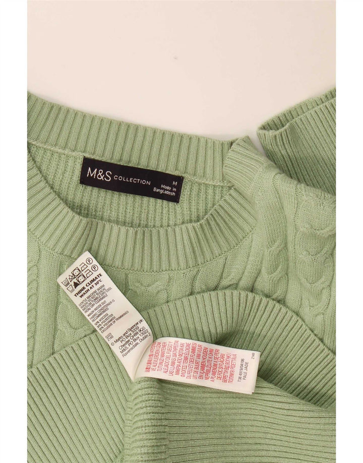 Suéter feminino Marks & Spencer com gola redonda Reino Unido 14 viscose verde médio