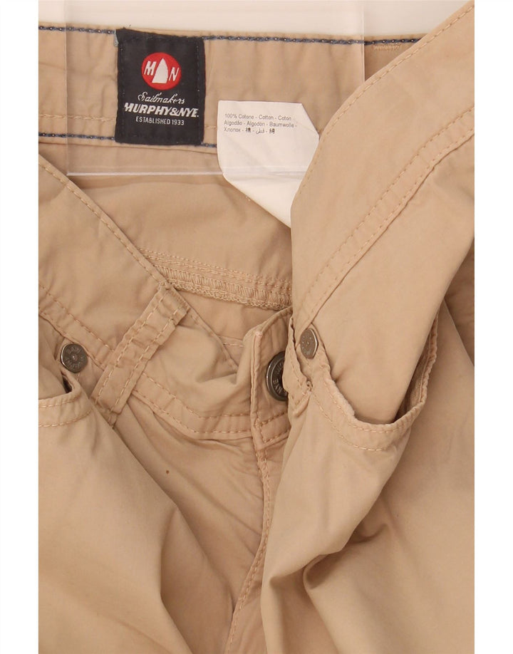 MURPHY & NYE Womens Slim Casual Trousers W30 L32 Beige Cotton Vintage Murphy & Nye and Second-Hand Murphy & Nye from Messina Hembry 
