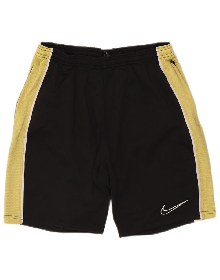 Shorts esportivos masculinos Nike Dri Fit médio preto colorblock poliéster